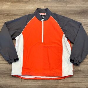 New! Footjoy Fugi Orange and Gray 1/2 Zip Windbreaker Pullover Size XL